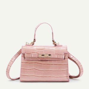 Pink Croc Skin Structured Mini Bag